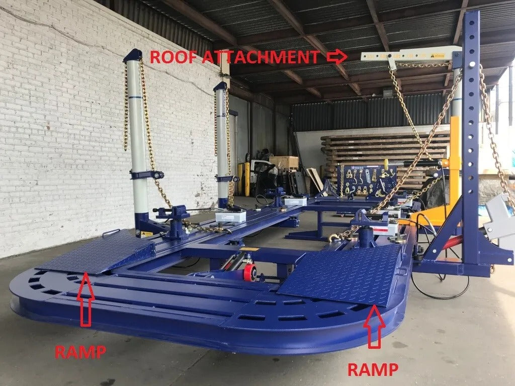 22-feet frame straightening machine with multiple tie-down points