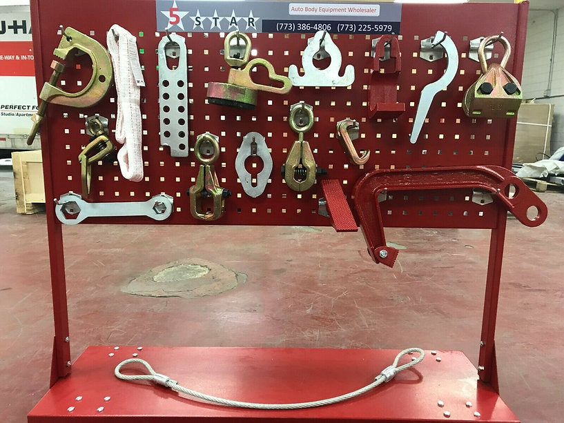 FREE SHIPPING NEW 16 FEET AUTO BODY FRAME MACHINE + CLAMPS 360 MOVN TOWERS. Adjustable Pulling Towers in Action