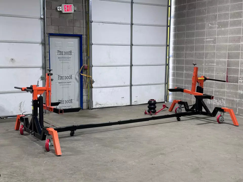 Adjustable height car rotisserie system