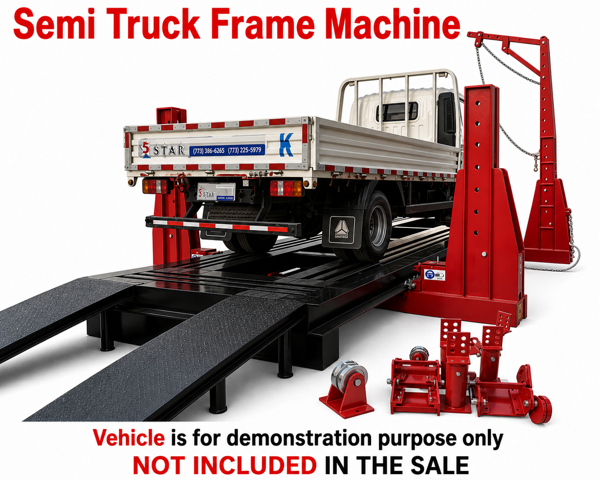 28FT Heavy Duty Truck Frame Machine 4 Tower 25-Ton Pulling Capacity – New