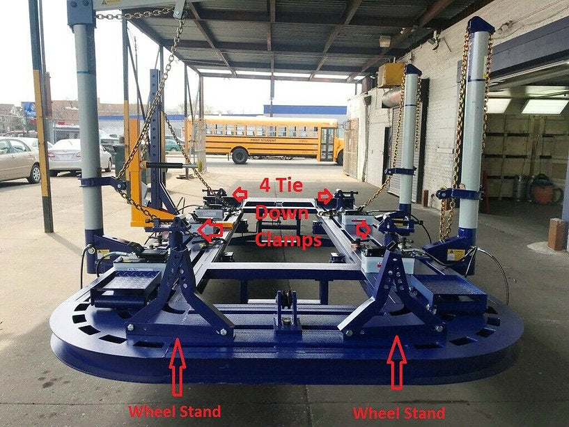 FREE SHIPPING NEW 24 FEET 4 TOWERS AUTO BODY FRAME MACHINE 40 TON HEAVY DUTY Clear Floor Auto Frame Machine for Easy Vehicle Access