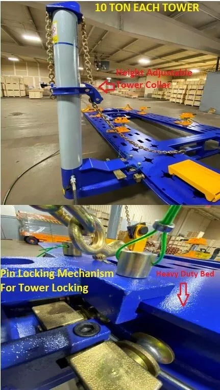 FREE SHIPPING - NEW 18 FEET AUTO BODY FRAME MACHINE + CLAMPS & TOOLS CART Clear Floor Pulling Towers with 360-Degree Capability