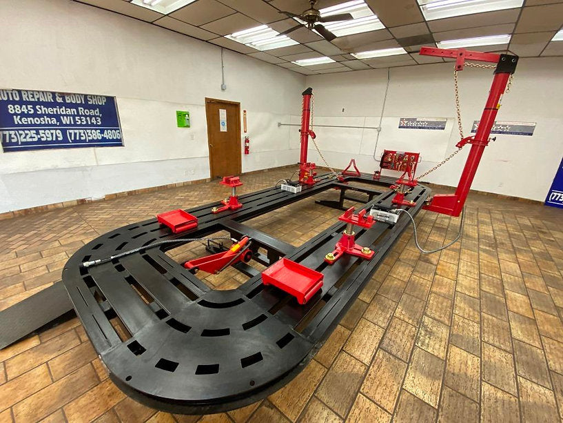FREE SHIPPING NEW 18 FEET 2 TOWERS AUTO BODY SHOP FRAME MACHINE COMPLETE PACKAGE Clear floor pulling towers with 10-ton hydraulic power