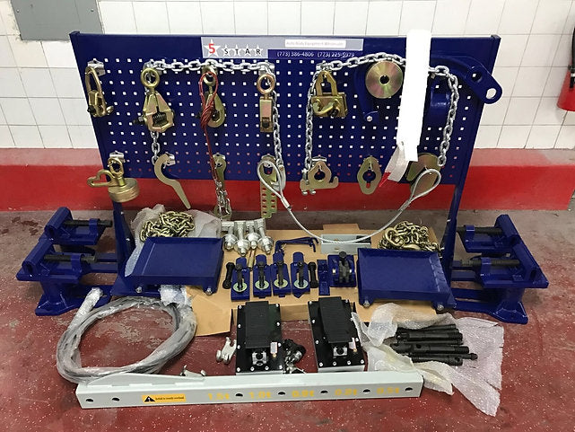 FREE SHIPPING NEW 22 AUTO BODY COLISION SHOP FRAME MACHINE WITH 3 TOWERS Close-Up of Car O Liner Frame Machine's Universal Anchoring System