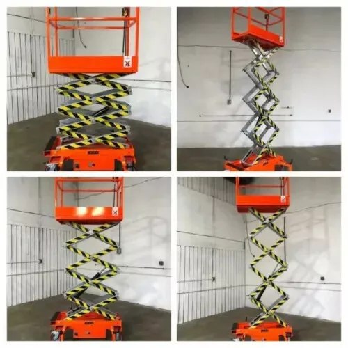 FREE SHIPPING NEW 5 STAR 19 FEET MAX LIFT ELECTRIC SCISSOR LIFT MAN LIFT Electric Hydraulic Lift in a warehouse setting