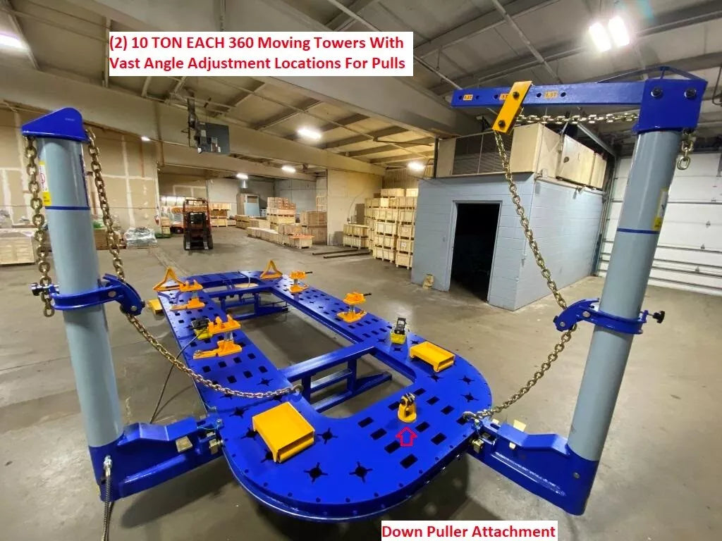 FREE SHIPPING - NEW 18 FEET AUTO BODY FRAME MACHINE + CLAMPS & TOOLS CART Frame Machine for Sale with 10-Ton Pulling Towers and Accessories