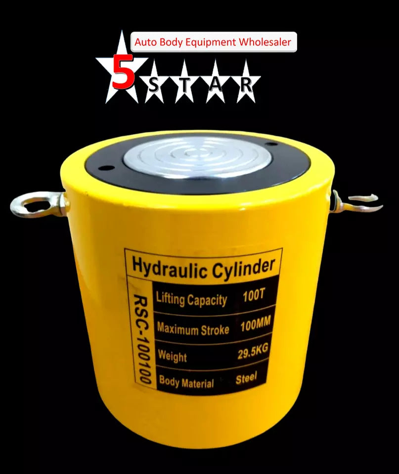 Hydraulic lifting cylinder next to heavy machinery