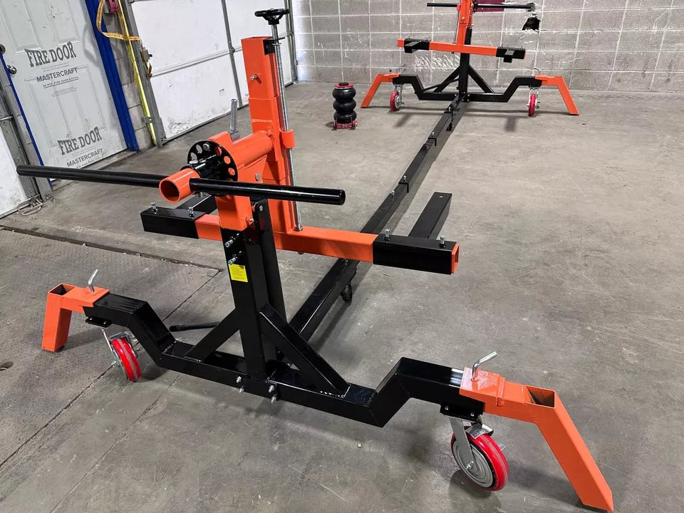 Car Body Rotisserie | 4500 lb Hydraulic Rotisserie + 3 Ton Jack | Local Pickup Locking casters car rotisserie close-up