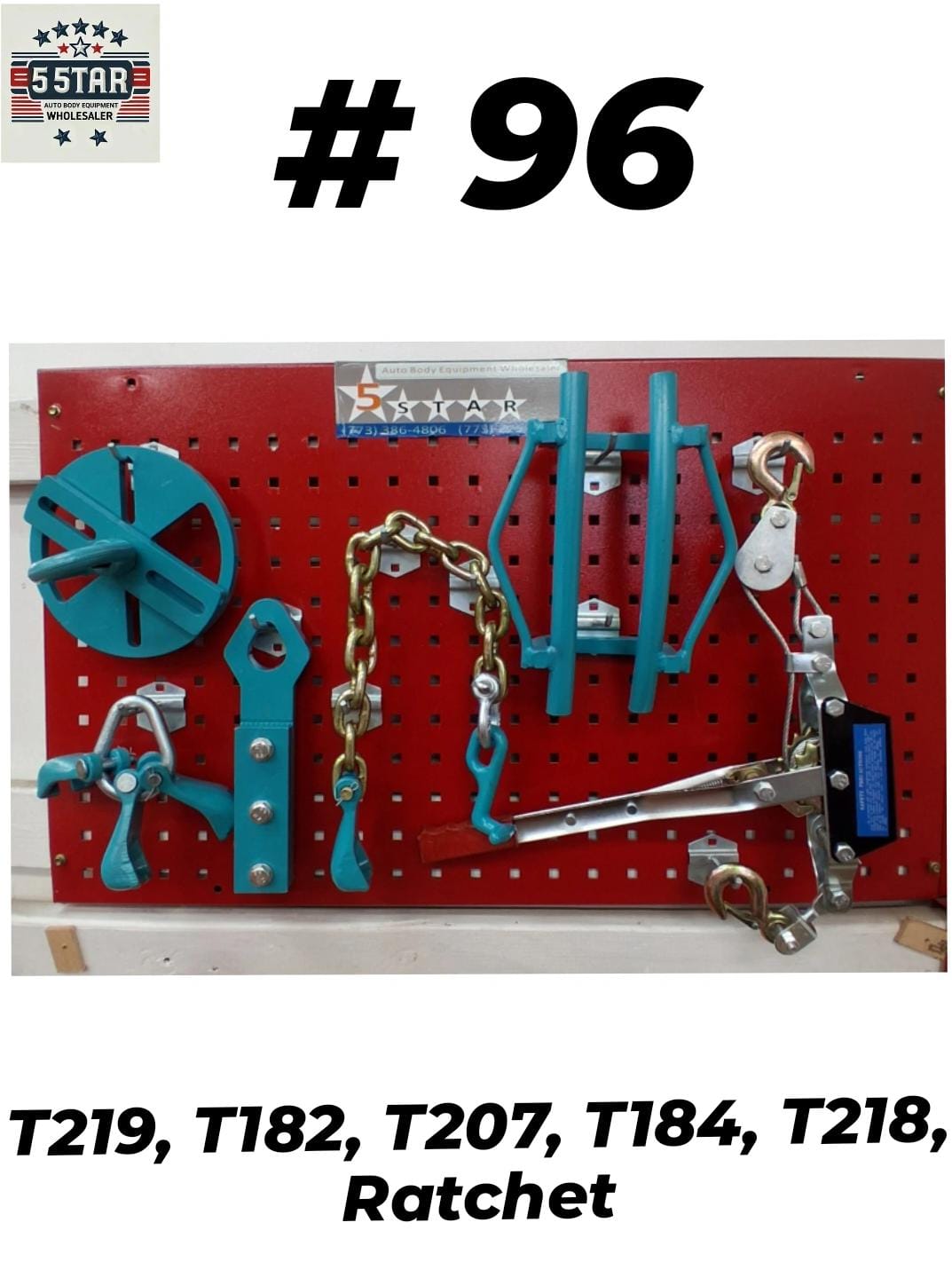 Set# 96 -6 pieces AUTO BODY FRAME MACHINE PULLING TOOLS & CLAMPS VALUE SET Set# 96 -6 pieces AUTO BODY FRAME MACHINE PULLING TOOLS & CLAMPS VALUE SET