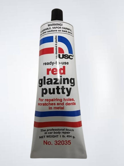 Red Glazing Putty 1 lb.Tube U.S.Chemical & Plastics 32035 USC Auto Body fillers Red Glazing Putty 1 lb.Tube U.S.Chemical & Plastics 32035 USC Auto Body fillers