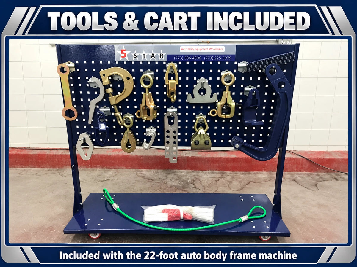 FREE SHIPPING NEW 22 FEET AUTO BODY FRAME MACHINE WITH TOOLS CART COMPLETE PCKG