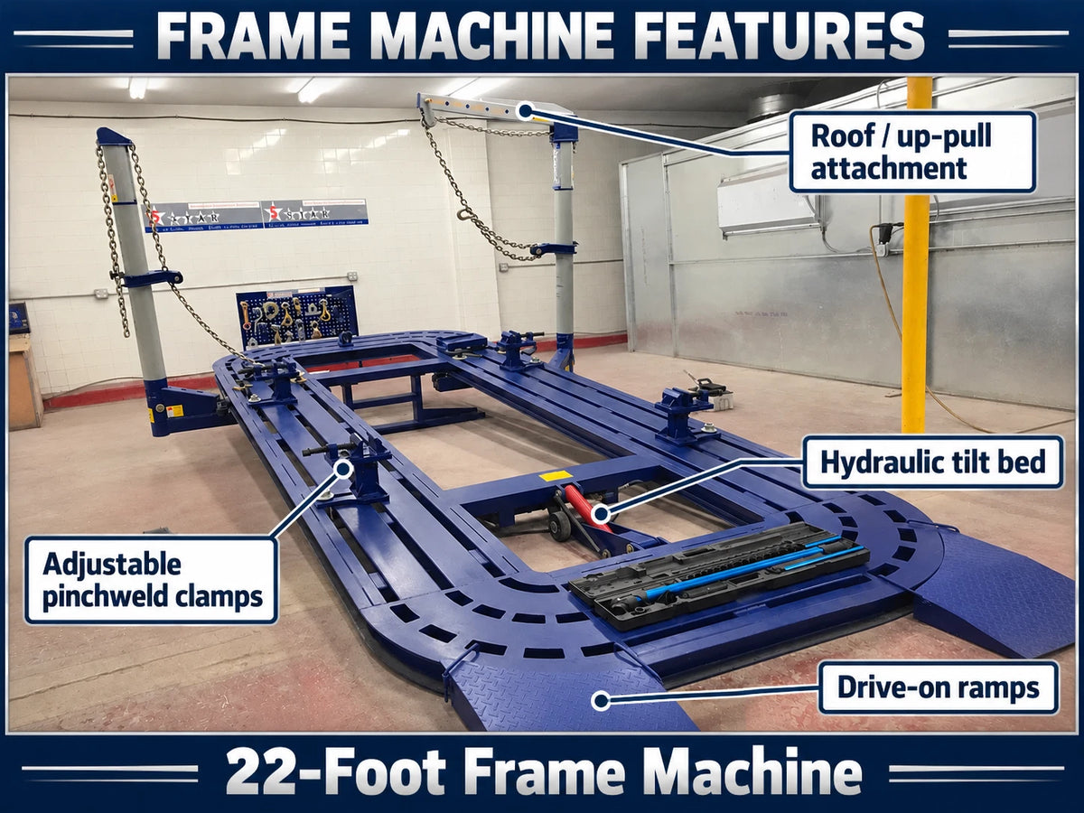FREE SHIPPING NEW 22 FEET AUTO BODY FRAME MACHINE WITH TOOLS CART COMPLETE PCKG