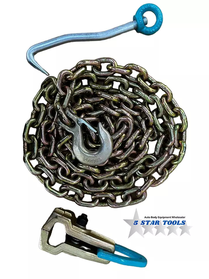 NEW Chain, Clamp, Hook Set Clamp Auto Body Frame Machine Repair Pulling Clamp NEW Chain, Clamp, Hook Set Clamp Auto Body Frame Machine Repair Pulling Clamp