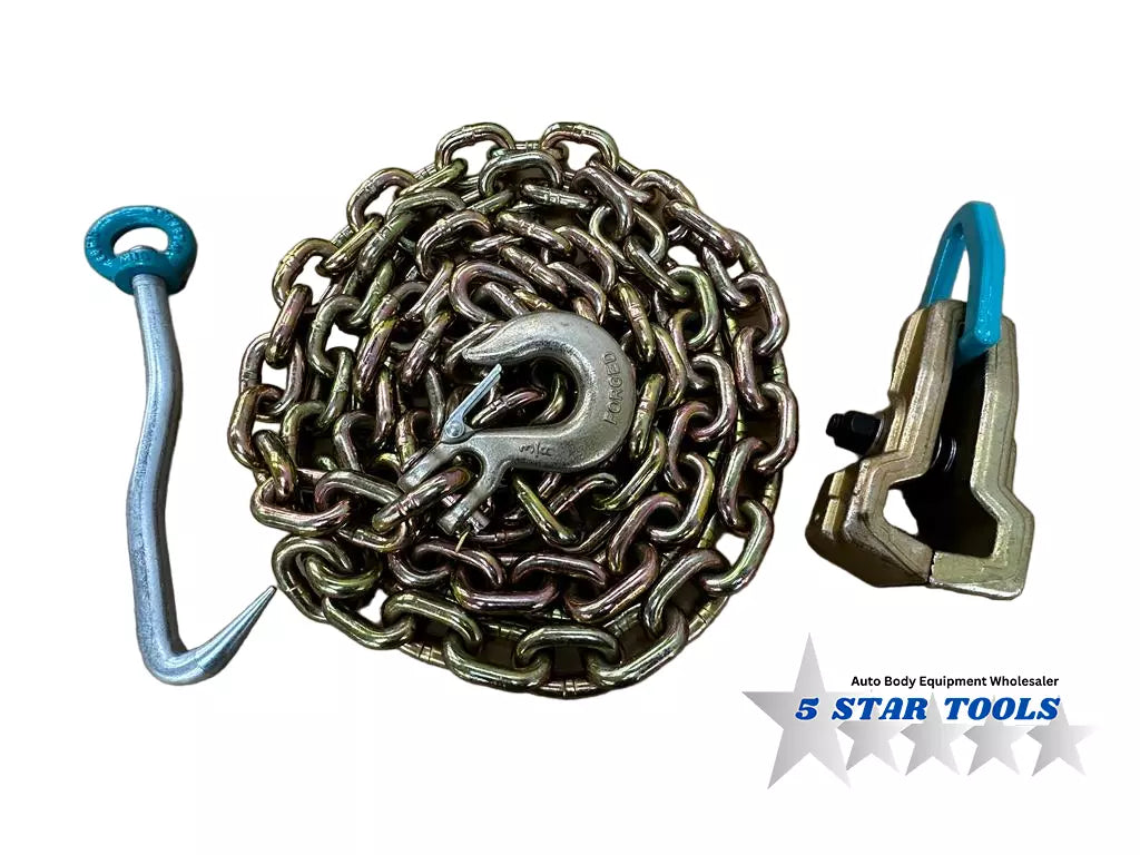 NEW Chain, Clamp, Hook Set Clamp Auto Body Frame Machine Repair Pulling Clamp NEW Chain, Clamp, Hook Set Clamp Auto Body Frame Machine Repair Pulling Clamp