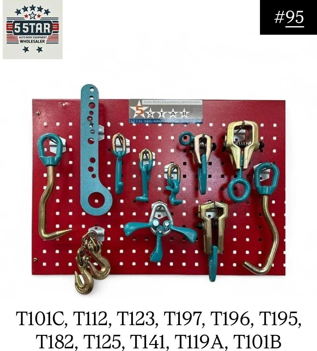 Set# 95 -11 pieces AUTO BODY FRAME MACHINE PULLING TOOLS & CLAMPS VALUE SET Set# 95 -11 pieces AUTO BODY FRAME MACHINE PULLING TOOLS & CLAMPS VALUE SET