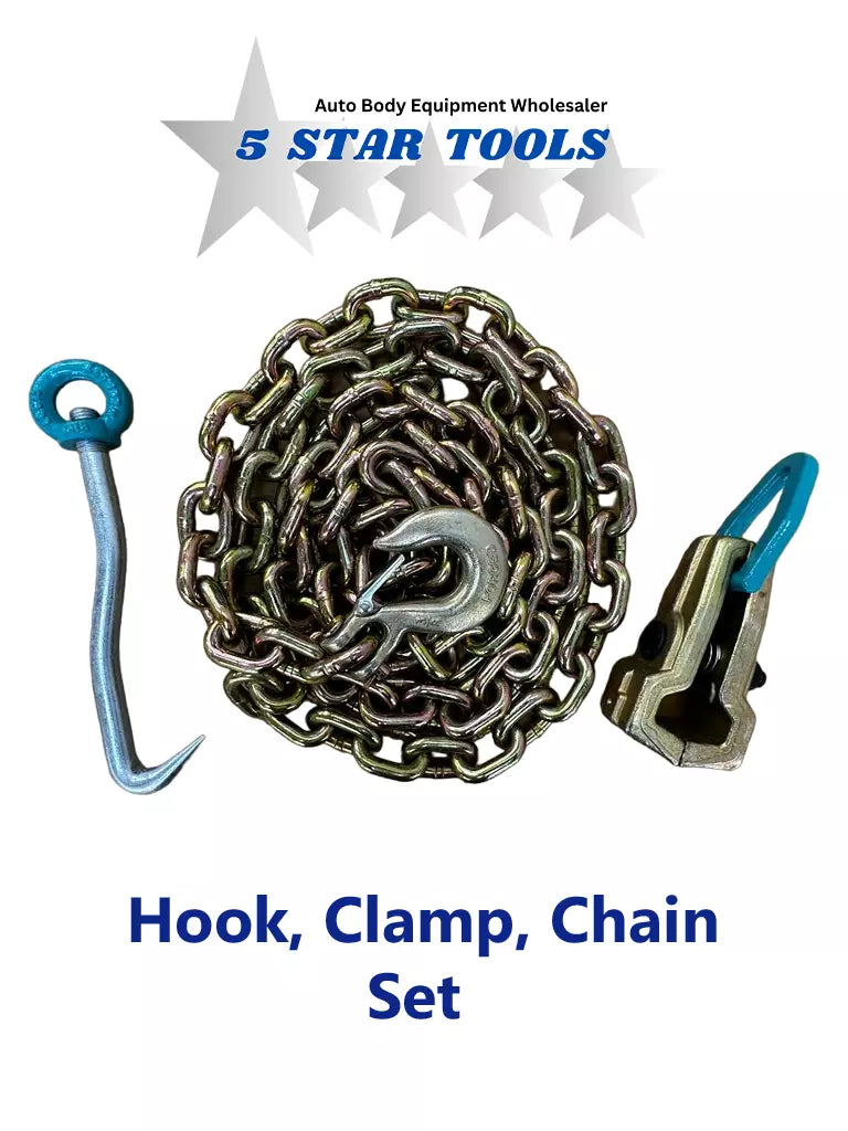 NEW Chain, Clamp, Hook Set Clamp Auto Body Frame Machine Repair Pulling Clamp NEW Chain, Clamp, Hook Set Clamp Auto Body Frame Machine Repair Pulling Clamp