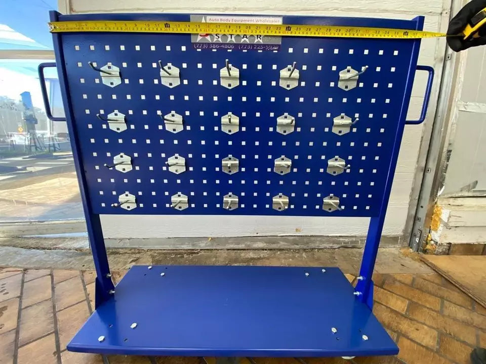 AUTO BODY FRAME MACHINE TOOLS AND CLAMPS PORTABLE TOOL CART WITH 20 HANGERS!! AUTO BODY FRAME MACHINE TOOLS AND CLAMPS PORTABLE TOOL CART WITH 20 HANGERS!!