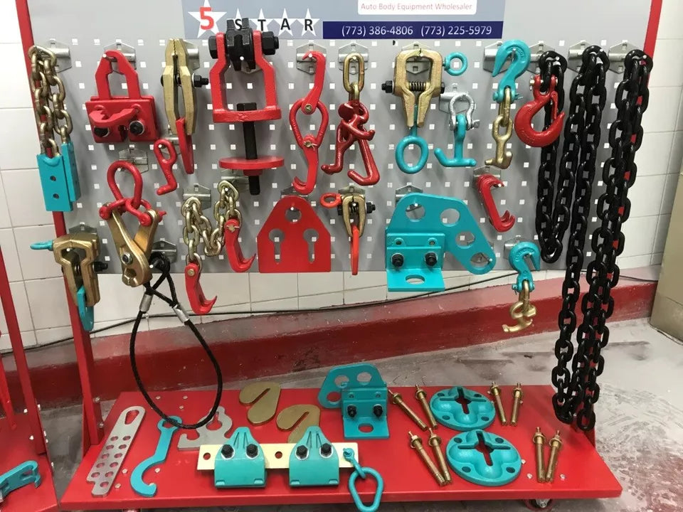 SET#65 - 65 PIECE HEAVY DUTY AUTO BODY FRAME MACHINE PULLING TOOLS & CLAMPS JACK SET#65 - 65 PIECE HEAVY DUTY AUTO BODY FRAME MACHINE PULLING TOOLS & CLAMPS JACK