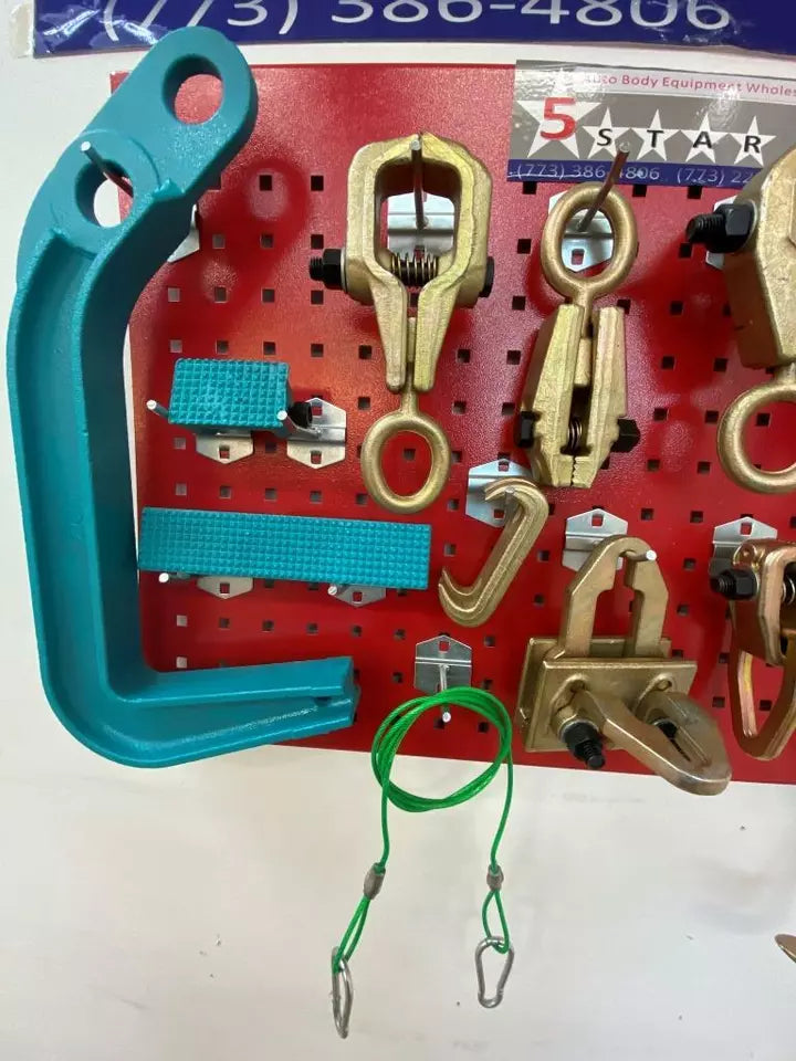 SET#55 - 16 PIECE HEAVY DUTY AUTO BODY FRAME MACHINE PULLING TOOLS AND CLAMPS SET#55 - 16 PIECE HEAVY DUTY AUTO BODY FRAME MACHINE PULLING TOOLS AND CLAMPS