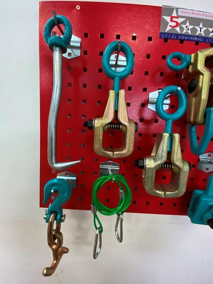 SET#39 - 14 PIECE HEAVY DUTY AUTO BODY FRAME MACHINE PULLING TOOLS AND CLAMPS SET#39 - 14 PIECE HEAVY DUTY AUTO BODY FRAME MACHINE PULLING TOOLS AND CLAMPS