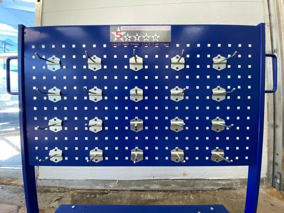 AUTO BODY FRAME MACHINE TOOLS AND CLAMPS PORTABLE TOOL CART WITH 20 HANGERS!! AUTO BODY FRAME MACHINE TOOLS AND CLAMPS PORTABLE TOOL CART WITH 20 HANGERS!!