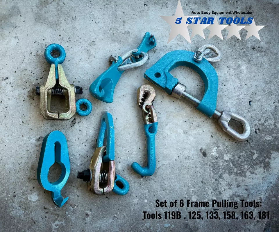 NEW 6pc Auto Body Frame Machine Pulling Puller Chain & Clamps Set w/ Hooks NEW 6pc Auto Body Frame Machine Pulling Puller Chain & Clamps Set w/ Hooks