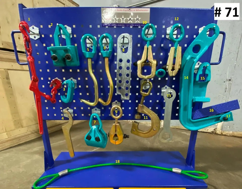 SET#71 - 18 PIECE HEAVY DUTY AUTO BODY FRAME MACHINE PULLING TOOLS & CLAMPS SET SET#71 - 18 PIECE HEAVY DUTY AUTO BODY FRAME MACHINE PULLING TOOLS & CLAMPS SET