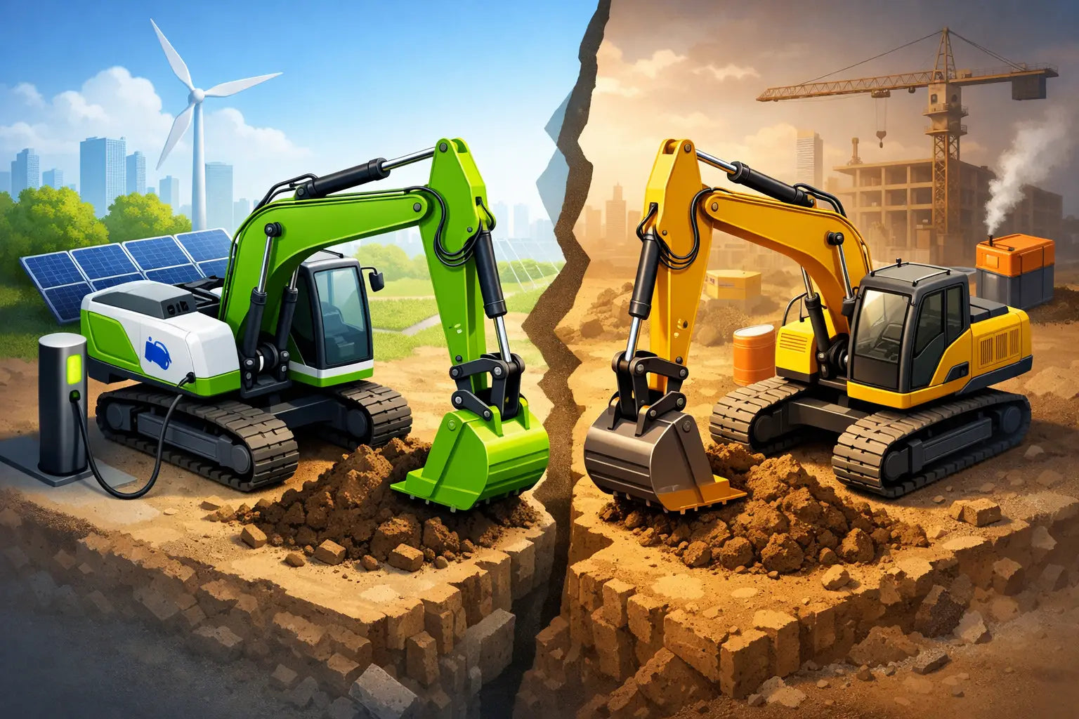 Electric Versus Diesel Excavators for Your Jobsite