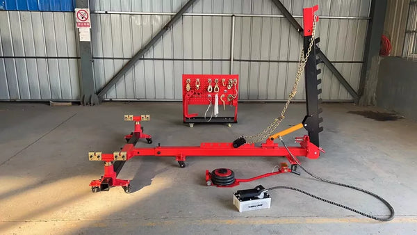 10,000 PSI air foot pump with high-pressure hose for frame straightening