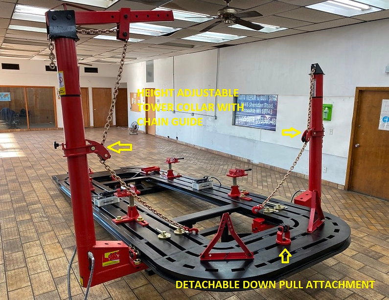 FREE SHIPPING NEW 18 FEET 2 TOWERS AUTO BODY SHOP FRAME MACHINE COMPLETE PACKAGE