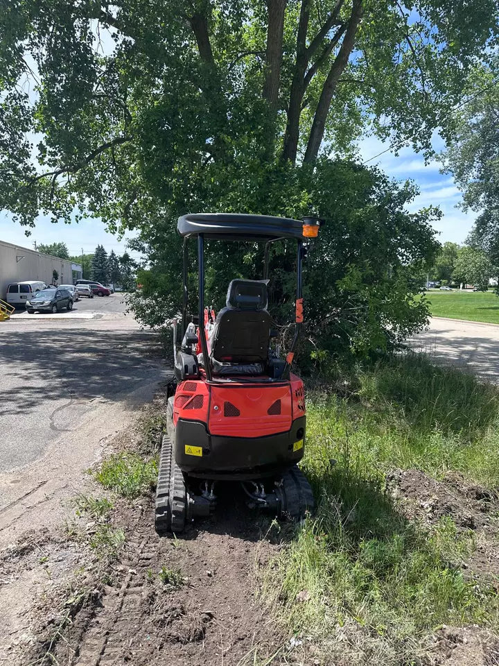 Back view of 2 Ton Mini Excavator showing water-cooled engine
