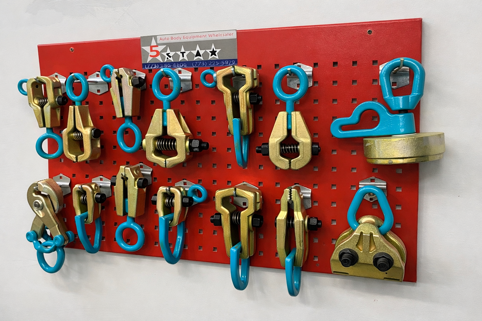 SET#58 HEAVY DUTY AUTO BODY FRAME MACHINE 14 PIECE PULLING BEST TOOLS AND CLAMPS