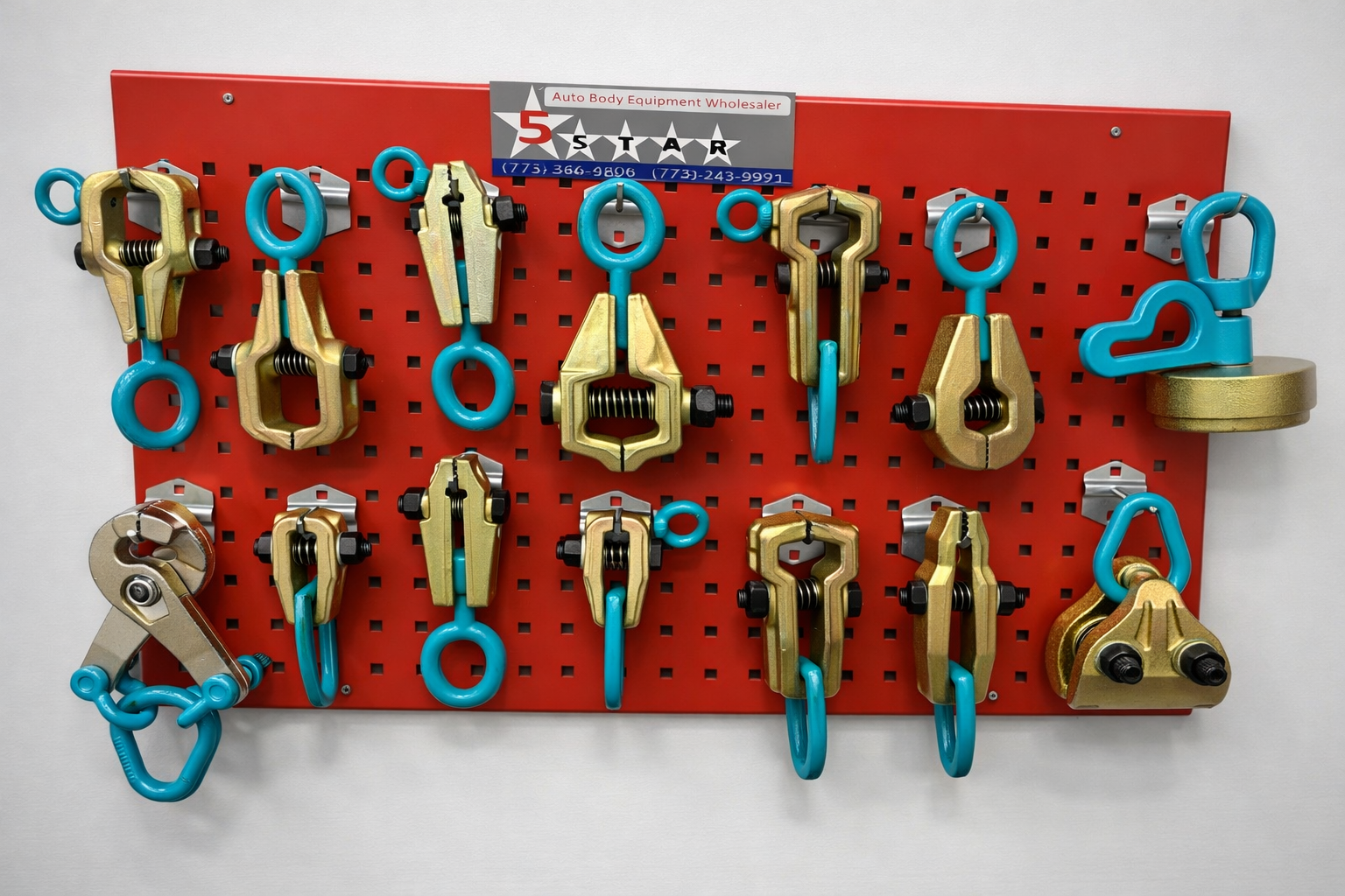 SET#58 HEAVY DUTY AUTO BODY FRAME MACHINE 14 PIECE PULLING BEST TOOLS AND CLAMPS