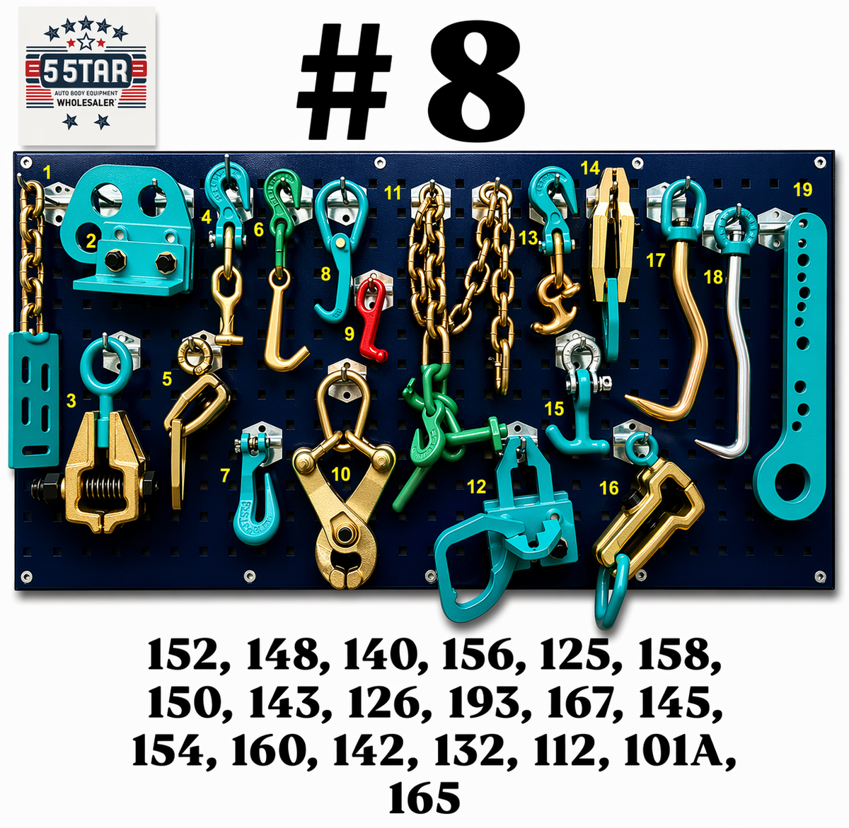 SET#8 - 19 PIECE AUTO BODY FRAME MACHINE HEAVY DUTY CLAMPS TOOLS