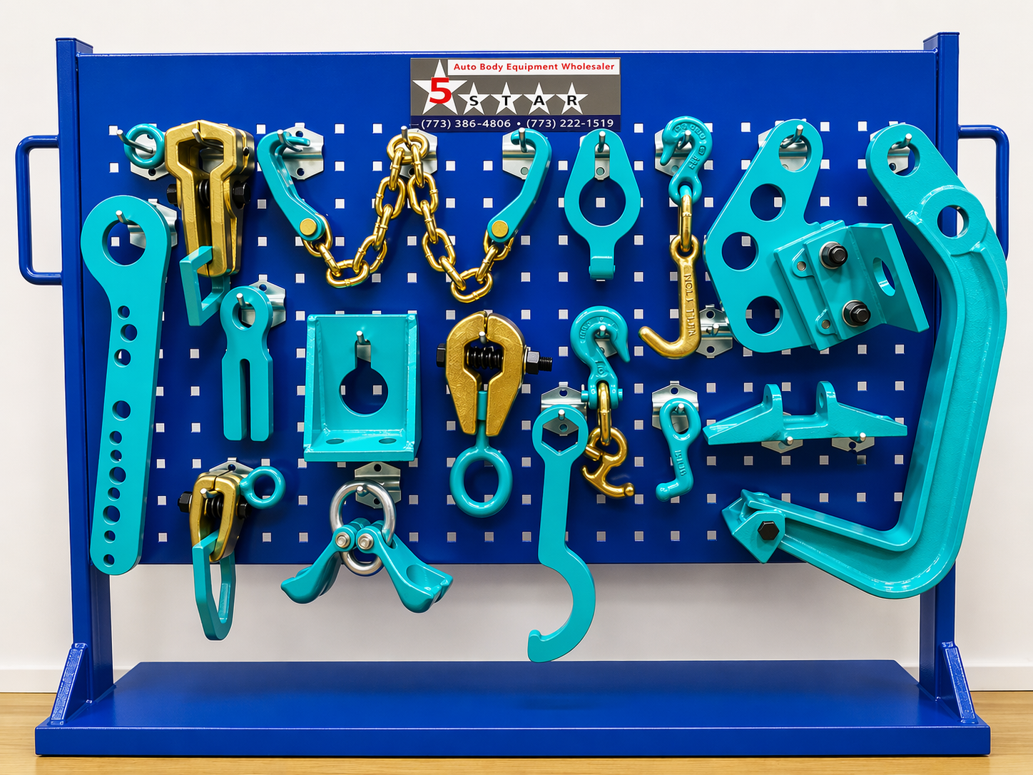 SET#83 - 15 PIECE HEAVY DUTY AUTO BODY FRAME MACHINE CLAMPS SET & PULLING TOOLS