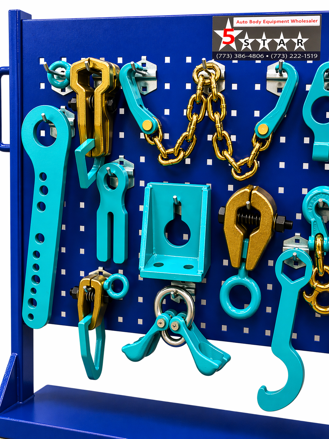 SET#83 - 15 PIECE HEAVY DUTY AUTO BODY FRAME MACHINE CLAMPS SET & PULLING TOOLS