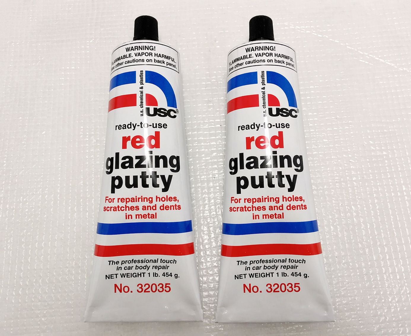 2 Tubes Red Glazing Putty U.S.Chemical & Plastics 32035 USC Auto Body fillers