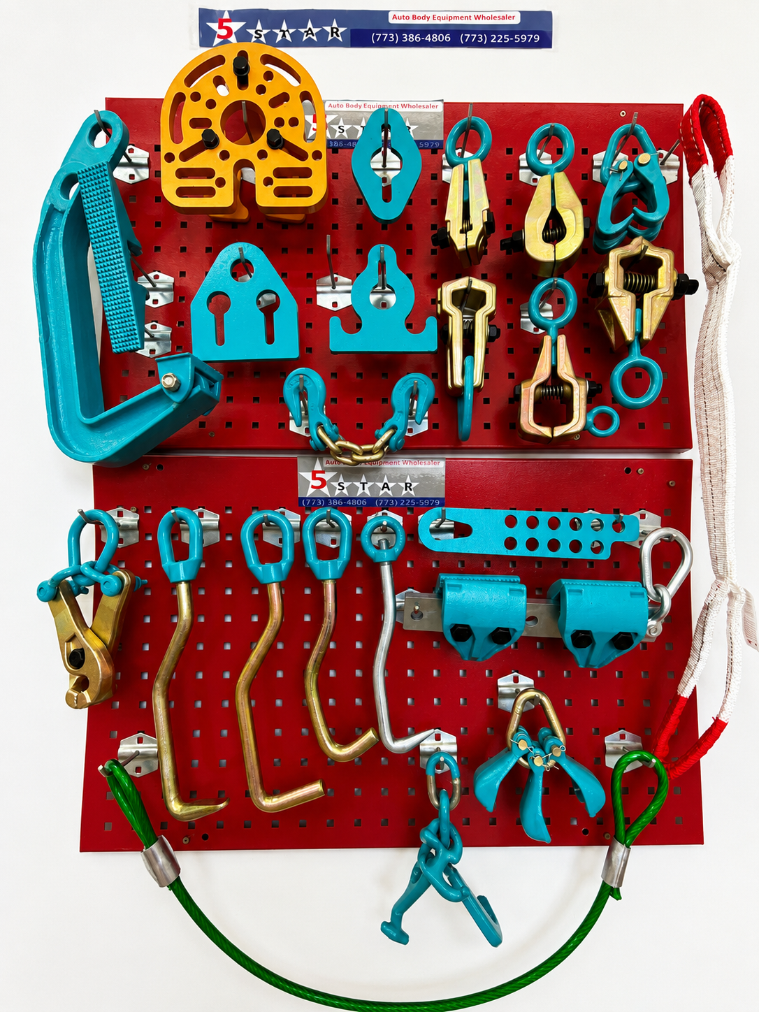 Set#72 HEAVY DUTY AUTO BODY FRAME MACHINE 25 PIECE PULLING TOOLS AND CLAMPS