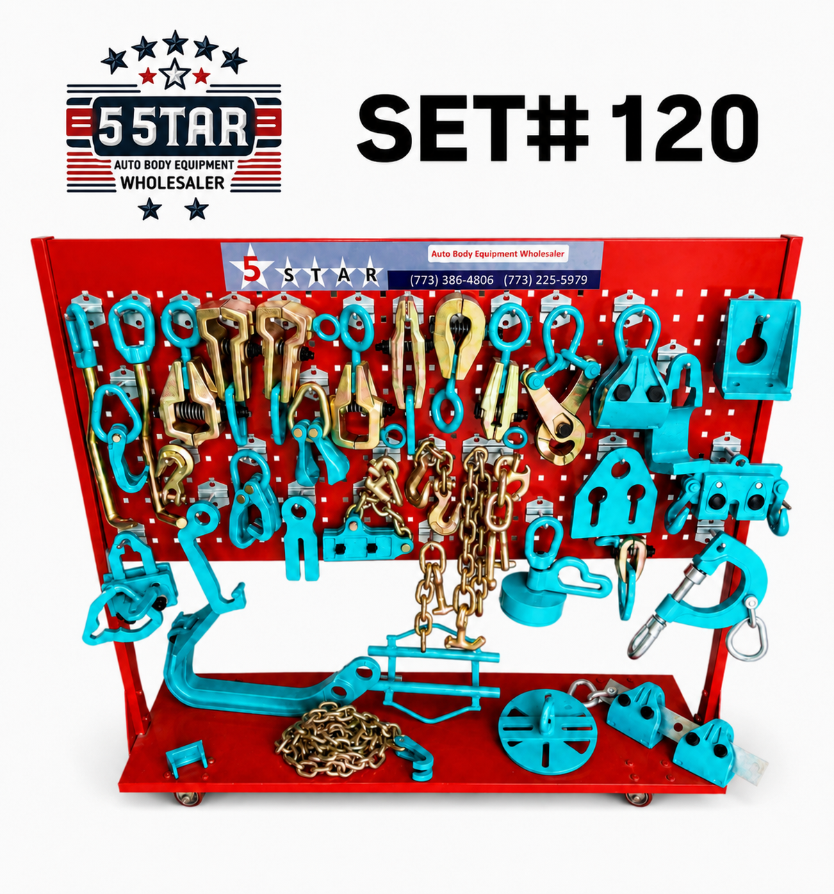 Set#120 36 PIECE AUTO BODY FRAME MACHINE PULLING TOOLS & CLAMPS VALUE SET