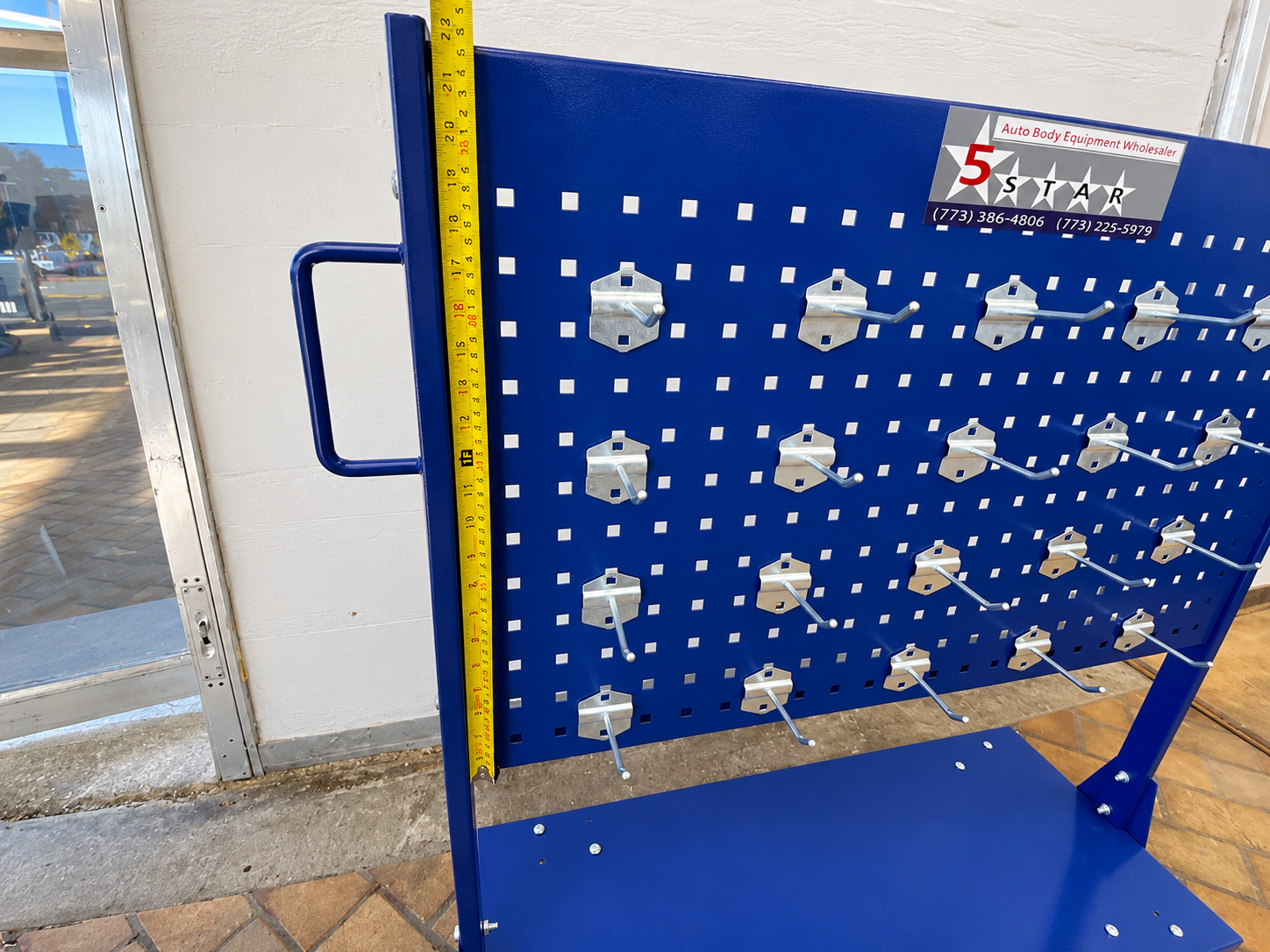 AUTO BODY FRAME MACHINE TOOLS AND CLAMPS PORTABLE TOOL CART WITH 20 HANGERS!!