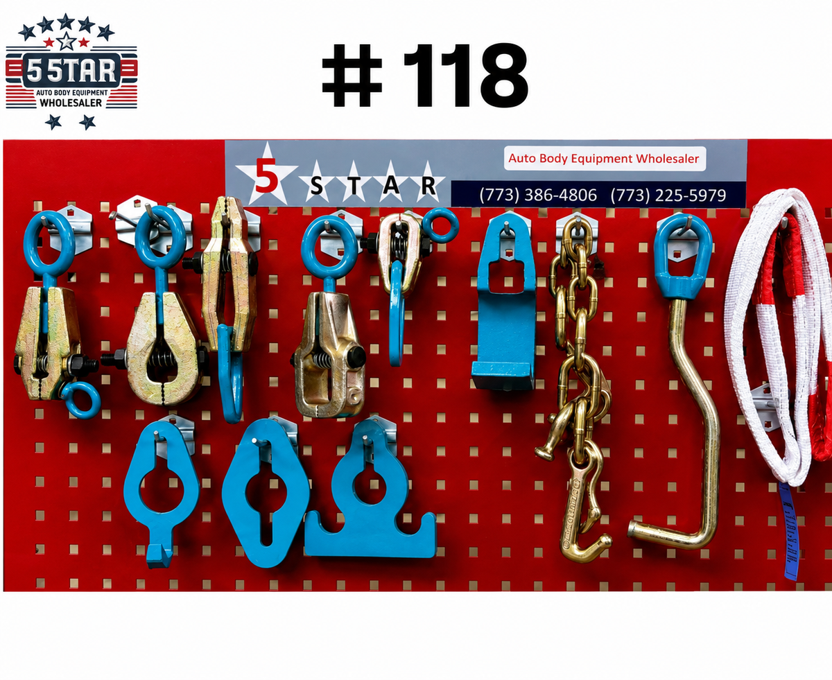 Set #118 Heavy-Duty 12-Piece Auto Body Frame Machine Tool & Chain Kit