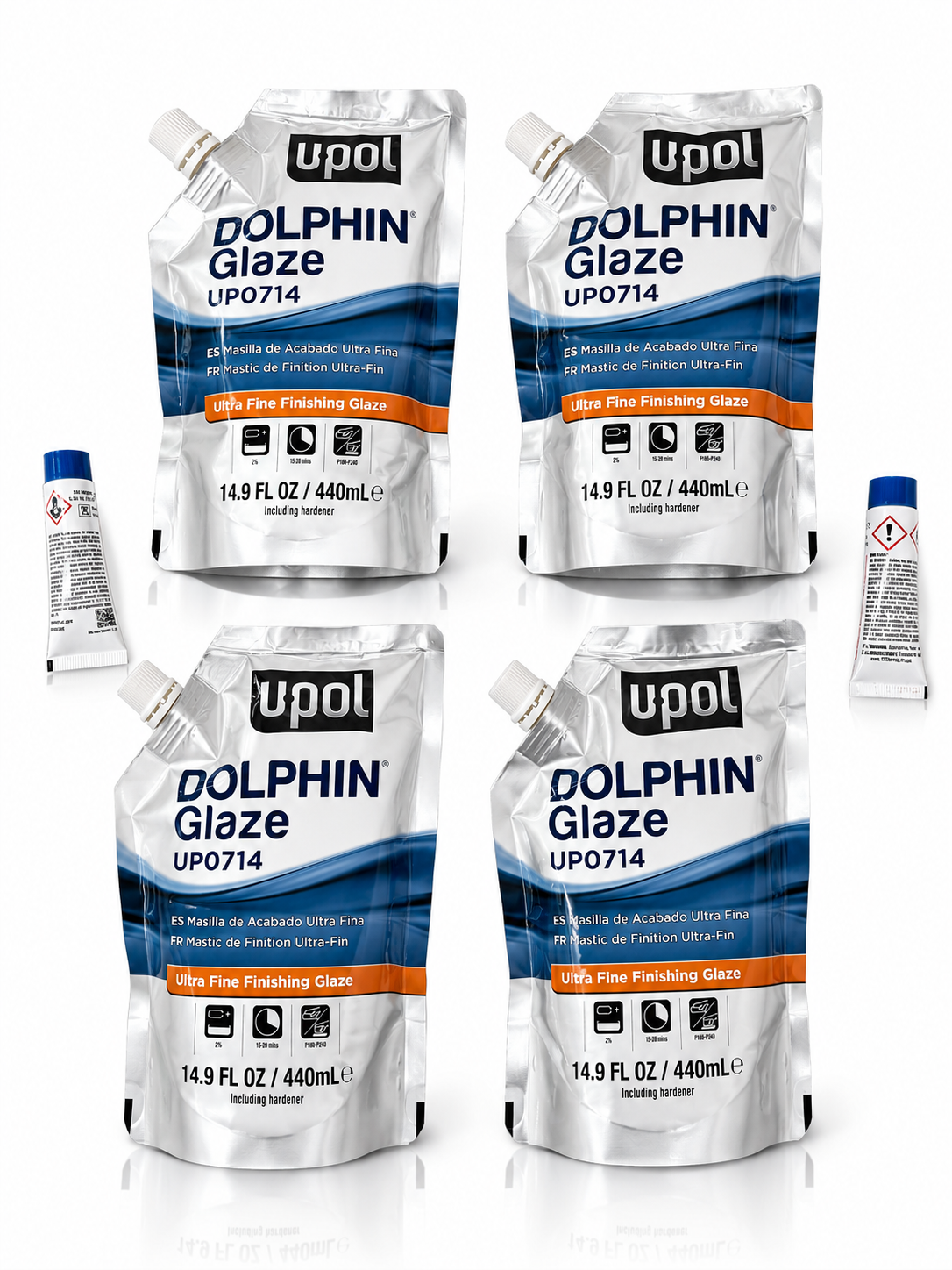 4 Bags U-POL 714 Dolphin Putty Pourable Finishing Glaze Filler 440 ml UP0714