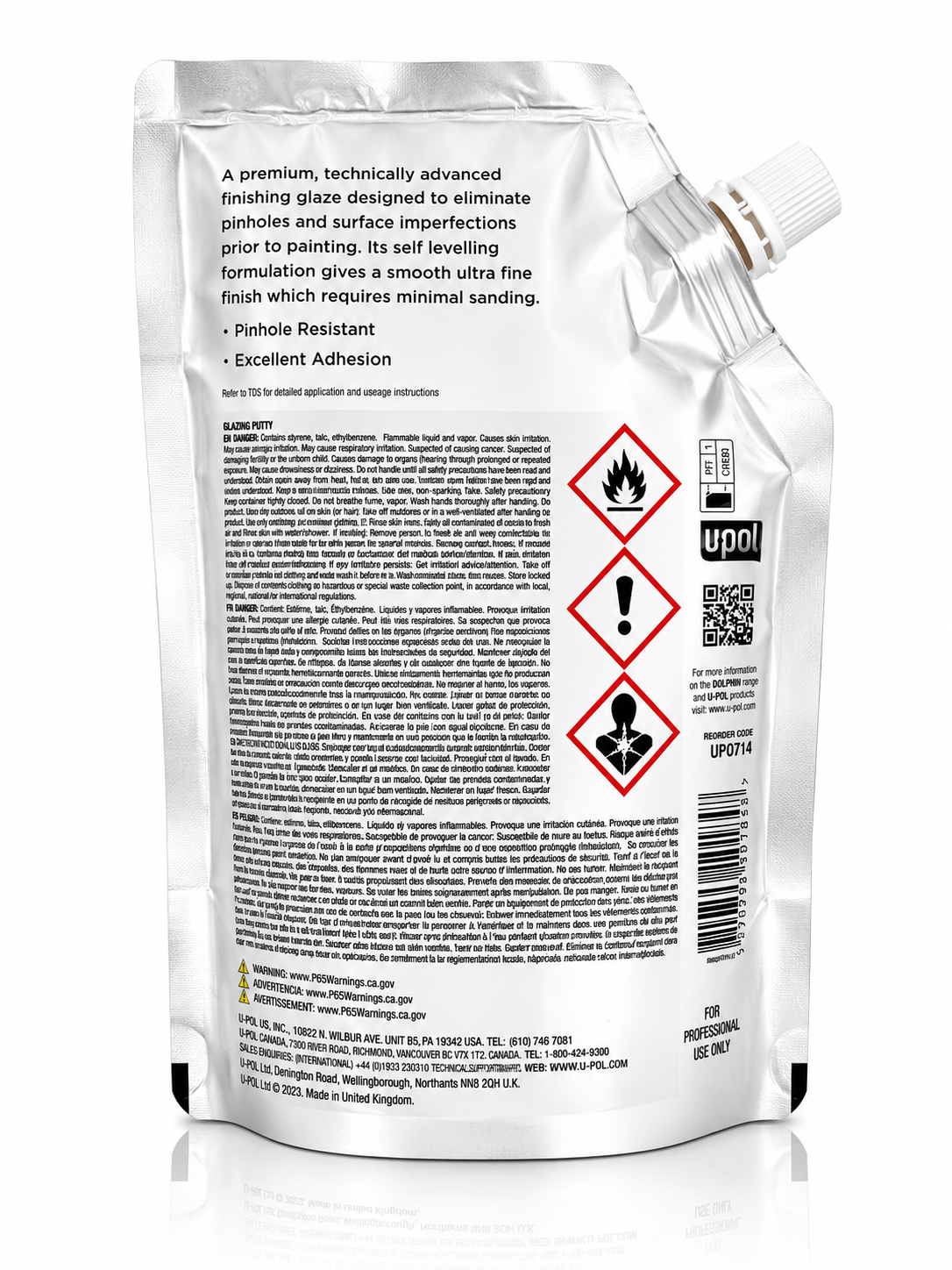 4 Bags U-POL 714 Dolphin Putty Pourable Finishing Glaze Filler 440 ml UP0714