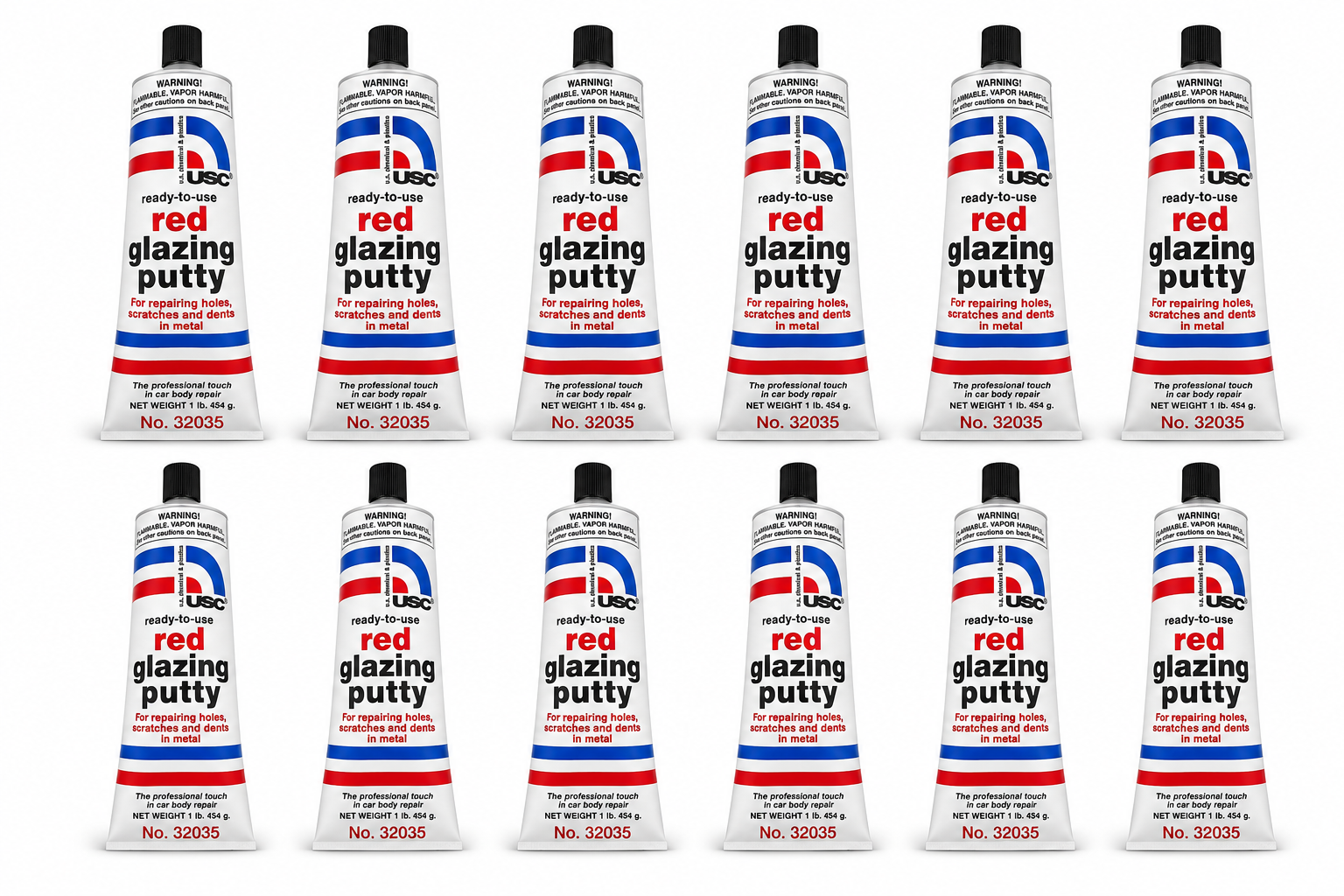 12x Red Glazing Putty 1 lb.Tube USC Chemical & Plastics 32035 Auto Body fillers