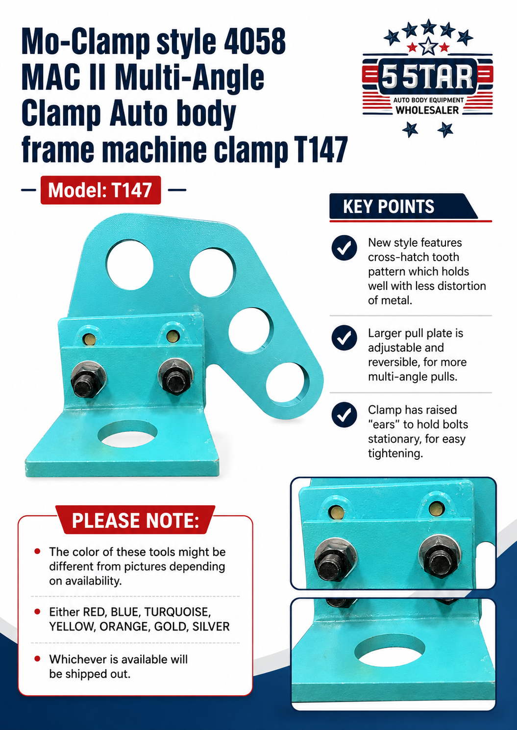 Mo-Clamp style 4058 MAC II Multi-Angle Clamp Auto body frame machine clamp