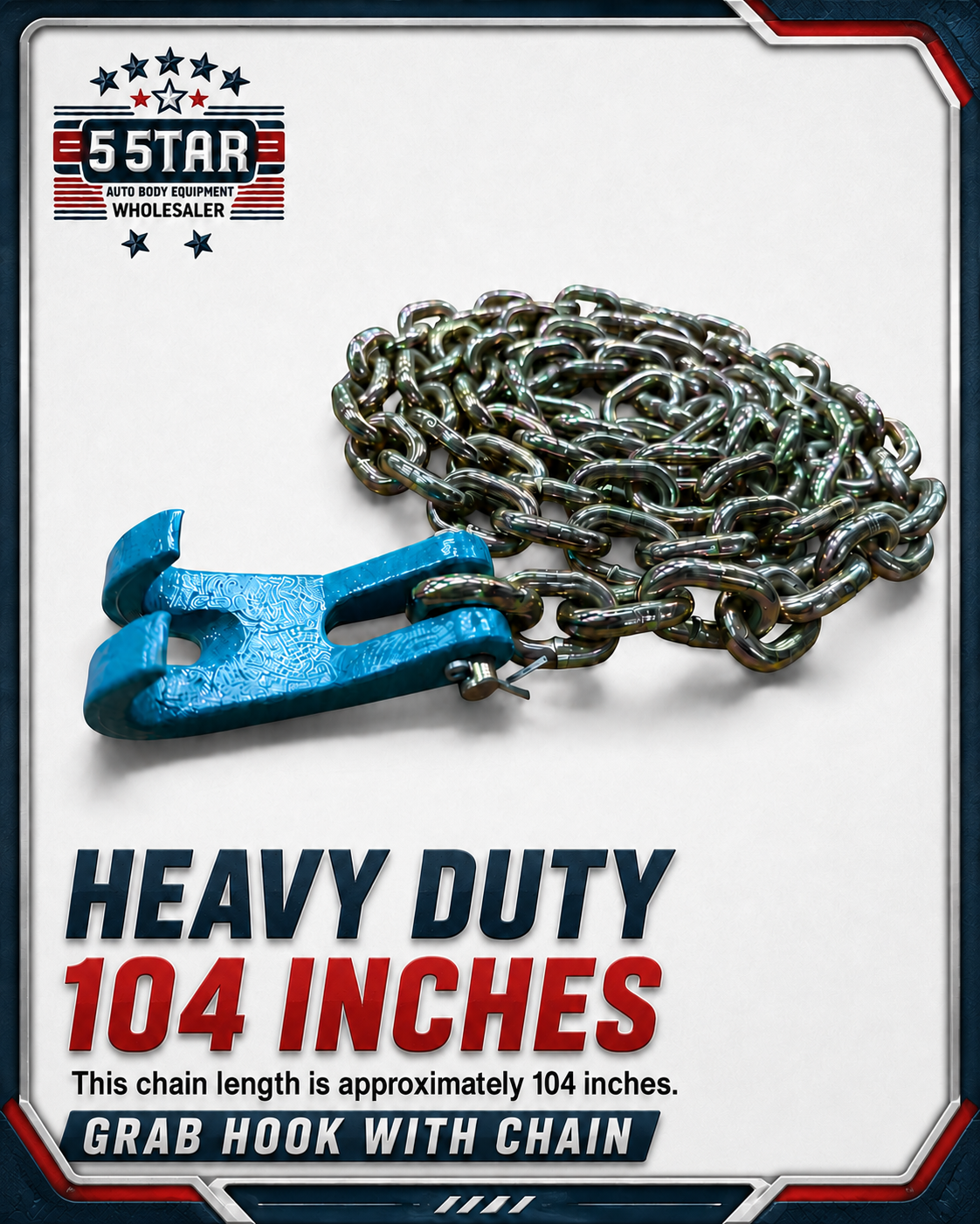 HEAVY DUTY 104 INCHES GRAB HOOK WITH CHAIN AUTO BODY SHOP AND OTHER MOST USES