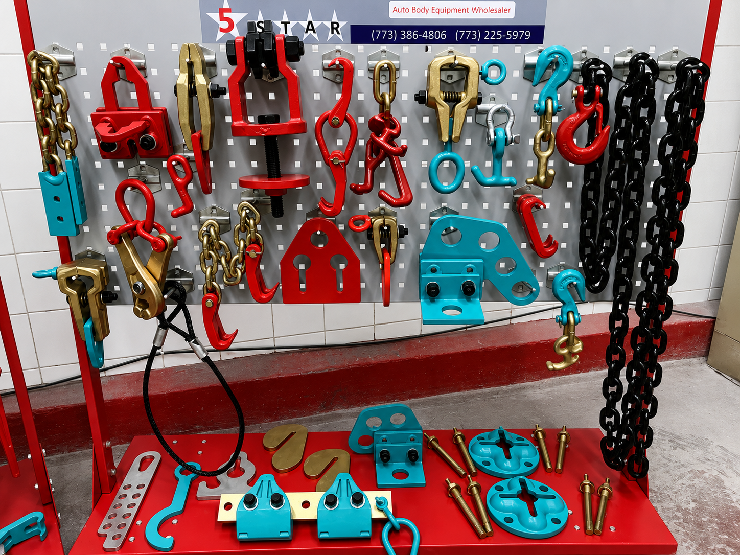 SET#65 - 65 PIECE HEAVY DUTY AUTO BODY FRAME MACHINE PULLING TOOLS & CLAMPS JACK