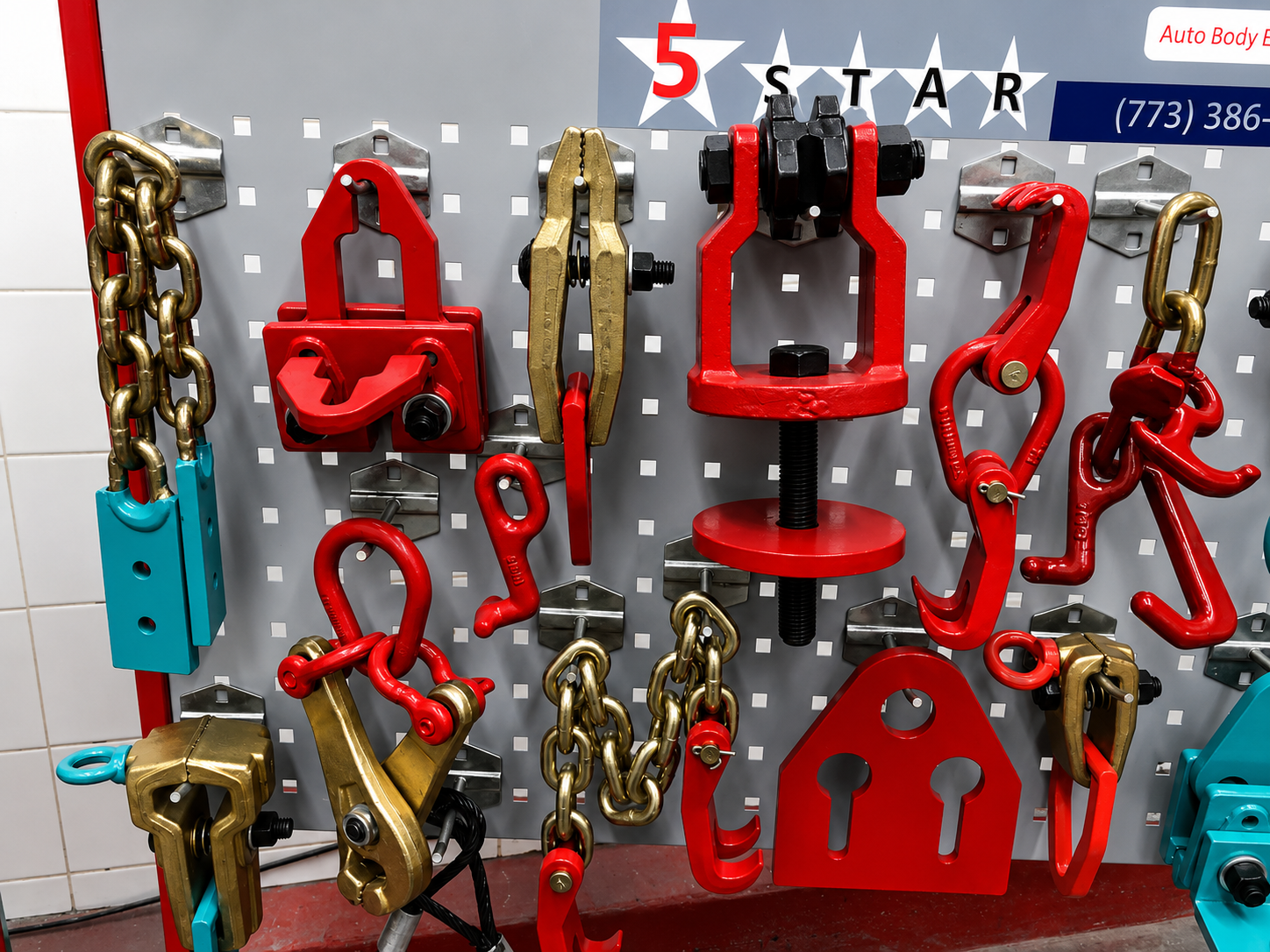 SET#65 - 65 PIECE HEAVY DUTY AUTO BODY FRAME MACHINE PULLING TOOLS & CLAMPS JACK
