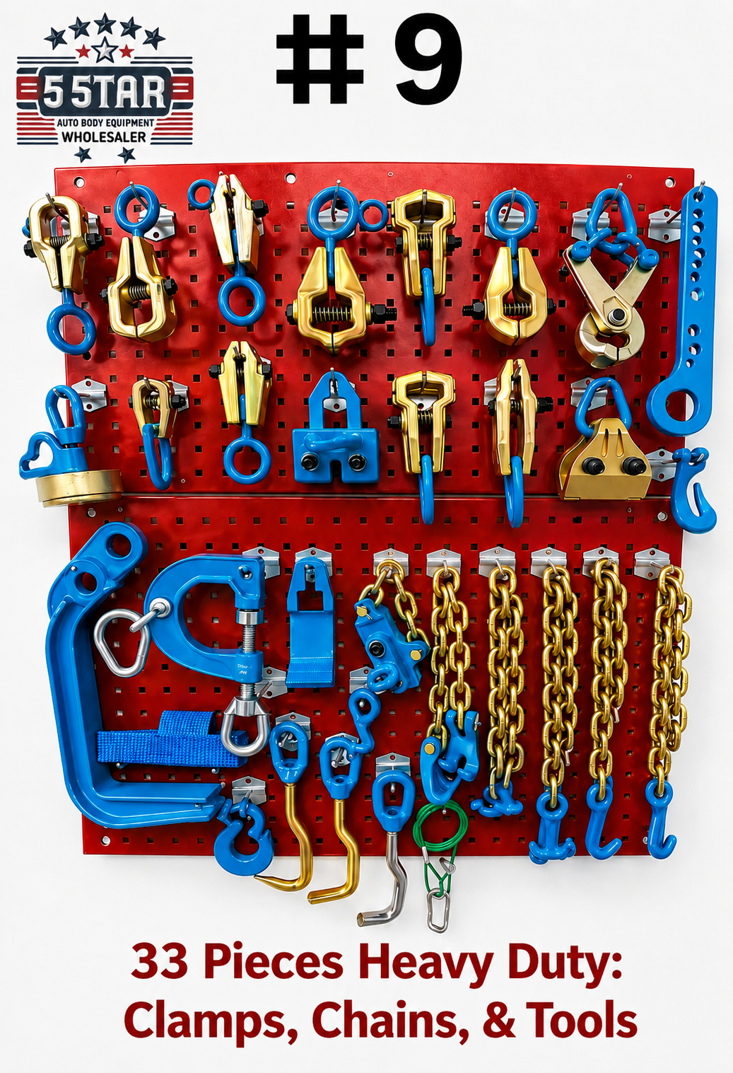 SET#9 -33 PIECE AUTO BODY FRAME MACHINE PULLING TOOLS & CLAMPS VALUE SET