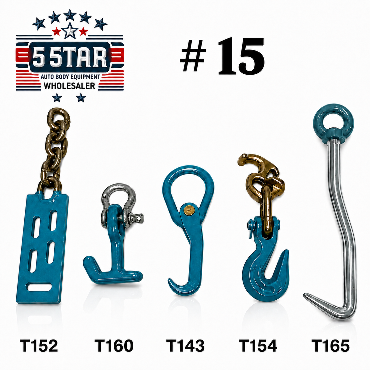 SET#15 AUTO BODY FRAME MACHINE COLLISION REPAIR PULLING TIE TOOLS & HOOK